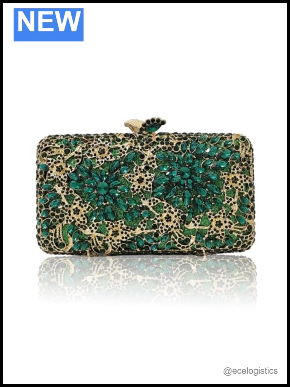 Green Crystal Clutch Box Handbag Women Sparkling Evening Bags for Wedding Party